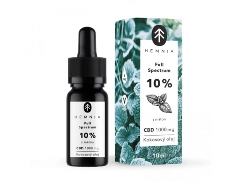 Hemnia Full Spectrum CBD MCT Κοκοφοινικέλαιο 10%, 1000 mg, 10 ml, μέντα