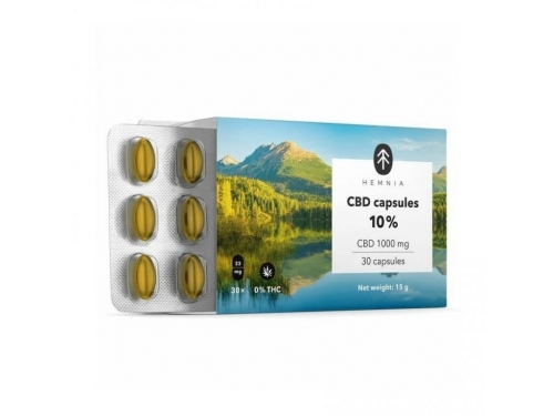 Hemnia CBD κάψουλες 10%, 1000 mg, 30 τεμ. x 33,3 mg CBD