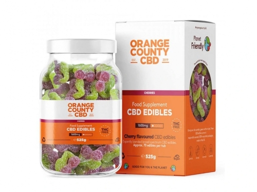 Orange County CBD Gummies Κεράσια, 70 τεμ., 1600 mg CBD, 525 g